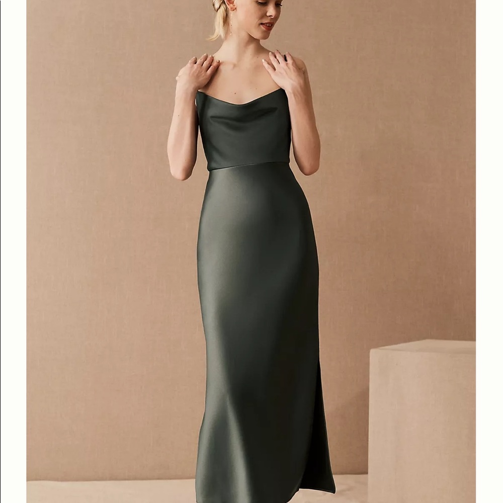 Anthropologie Cali Satin Charmeuse Midi Dress